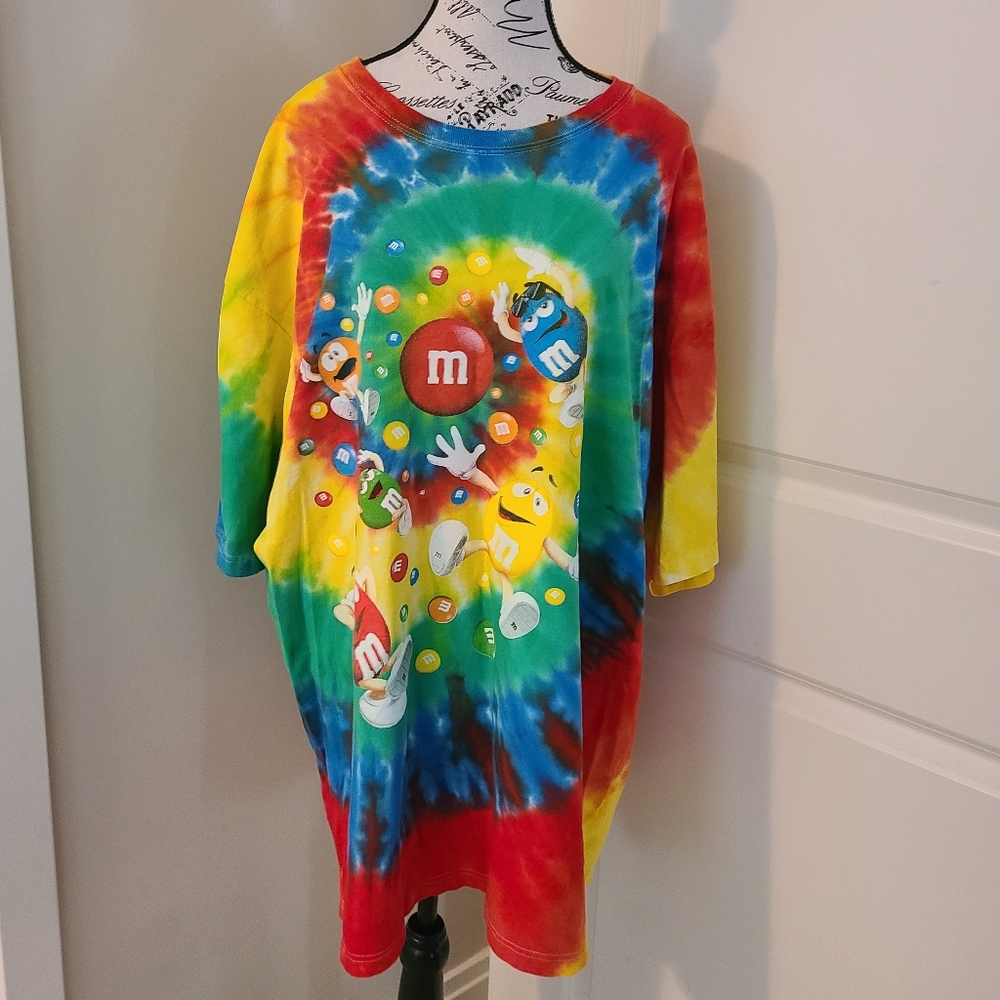 M&M's xxlg Unisex Tye Dye Short Sleeve T Shirt Colorful Graphic